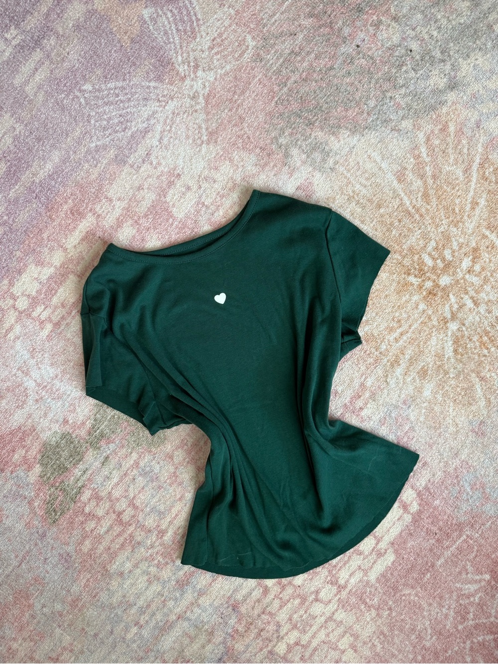 wild fable Dark Green Short Sleeve Tee with White Heart